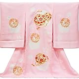 正絹 お宮参り 着物 女の子仕立上り 初着 産着 絞り加工と刺繍【風呂敷プレゼント包装付き / 熨斗対応】淡いピンク地系　桶絞り加工に刺繍の毬に花輪柄