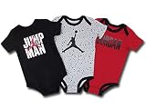(Jordan)ジョーダン ベビーロンパース 3点セット (3-6M(3～6ヶ月), 黒灰赤) [並行輸入品]