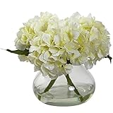 Nearly Natural 1356-CR Blooming Hydrangea with Vase, Cream by Nearly Natural