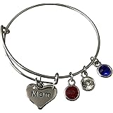 Air Force Mom Bangle Bracelet - Mom Gifts, Proud Airforce Mom Charm Bracelet | Red, White, and Blue Rhinestone Charms | Show 
