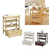 キッチンワゴン キャスター付き 木製 北欧 タイルトップ ストアレッジワゴンキャスターラック付 全3色(ダークブラウン)