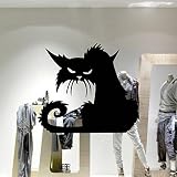 Dnven (17"w X 15"h) Happy Halloween Wild Cats Wall Decals Window Stickers Halloween Decorations for 