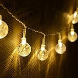 WONFAST 太陽の文字列ライト、省エネ 防水 30個のLEDの水晶玉の地球の妖精ライト屋外のガーデンパティオ、クリスマス、結婚式、パーティー (ウォームホワイト)