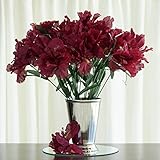 tableclothsfactory 60 pcs人工アイリス花 – 12 bushes – Burgundy