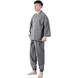 [Poweforest] 作務衣 さむえ メンズ 男性用 春秋 綿100 前開き 浴衣 大きいサイズ さむい 和服 上下 セット ルームウェア 通年 M/L/LL/3L