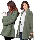 Sweet Mommy ダッカーいらず コットンスウェット コーディガン フードしまえる 襟ポケット カーディガン ママアウター マタニティ 臨月 産前産後 F カーキ