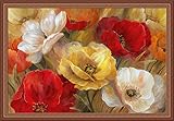 Jardin d 'or Nanイエローレッドフローラルフレーム入り印刷壁アート装飾画像 GOG-GOGY14875-WO-36x24