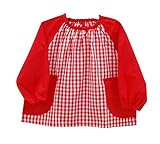 渡嘉毛織 キッズスモック ギンガムチェックさくらんぼ 120cm【日本製】