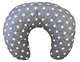 Soft Nursing Pregnancy Pillow/Cushion - Dark Grey With White Stars - WITH QUILTED COVER & EXTRA PADD
