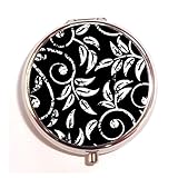 HandStands Black White Leaves スリムデザインピルボックスホルダー