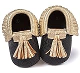 Nice Days（ナイス　ディズ）　ベビーファーストシューズ　可愛い靴　プレゼント お出かけ 出産お祝い (12, ブラック+ゴールド)