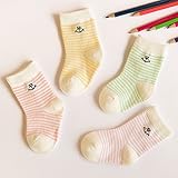 Sawors 子供 ベビー ソックス 4足セット かわいい靴下 コットン 柔らかい 保温ソックス ストライプ 4色 0-1歳 赤ちゃん 乳幼児 男の子 女の子用 (S:0~6ヵ月)