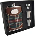 (240ml) - Visol"Edinburgh" Plaid Cloth Wrapped Stainless Steel Hip Flask Gift Set, 240ml