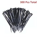 EVERMARKETブラック8 "プラスチックケーブルZip Ties – 300パック
