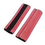 uxcell 車シートベルトカバー ファスナー　パッド　レッド　ブラック　フック　2個入