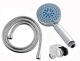 節水 シャワー ヘッド ( 節水 ・ 節約 ミスト マッサージ 付き )　多機能 タイプ (ブルーグレー＋ステンレスホース＋取付フック)