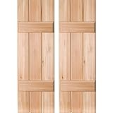 Ekena Millwork RWB12X062UNP Exterior Three Board Real Wood Pine Board-n-Batten Shutters (Per Pair), 