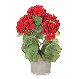 Potted人工レッドゼラニウムPlant 12.5インチ高