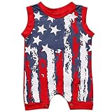 ベビー男の子女の子アメリカ国旗ノースリーブロンパースジャンプスーツコットンボディスーツOutfit カラー: レッド