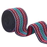 BENECREAT 約2.2m 織ゴム 弾性バンド 幅約50mm ポリエステル ボヘミアンスタイル 平ゴム 刺繍 交換バンド 伸縮性バンド 服 ベルト交換 手芸裁縫 手作り素材 赤色