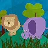 Green Leaf Art Lion and Elephant Canvas Art [並行輸入品]