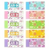 プラス 消しゴム エアイン 絵柄付き フローラル 5色入 (ブルー系 ピンク系 グリーン系 イエロー系 パープル系) 各2個 10個セット