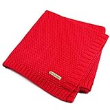 BABYBOBO ブランケット 子供用毛布 ベビー布団 編み毛布 新生児 赤ん坊 子供 約100x80cm 暖かい 保温 ソファーベビーカーカバー 写真 小道具 誕生日 パーティー レッド