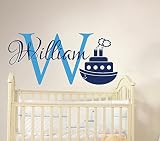 壁デカール男の子名Boat Ship Nauticalビニールステッカーステッカーカスタム名デカールNautical名装飾保育園キッズベビー男の子部屋アートx268