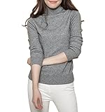 LM Cashmere 婦人服100%カシミヤセーター、冬保温できる長袖、体にふさわしいセーター (XL, グレー)