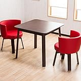 【ダイニングセット 2人用 カフェ】家カフェスタイル ダイニングテーブル 3点セット 「ニューポエム」 2人掛 丸みを帯びたデザインチェアー 柔らかクッション 80cm幅 テーブルカフェ 色：レッド