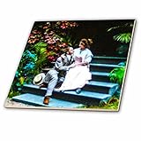 3drose Scenes from the Pastマジックランタン – ヴィンテージエドワードLovers on the Porch Romanceストーリー – タイル 12-Inch-Cera