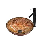 VIGO Blazing Fire Glass Vessel Bathroom Sink and Dior Vessel Faucet with Pop Up, Antique Rubbed Bron