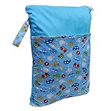 Dovewill 幼児　ベビー　防水　ジップ　おむつ　収納袋　ポーチ　再使用可能　マザーズバッグ　全9色 - 青, 30 * 40cm