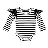 PER ロンパース ベビー　カバーオール ベビー服　キッズ 長袖 ストライプ レース コットン 女の子　新生児