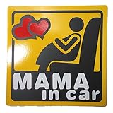 MAMA IN CAR 妊婦 乗車中 ( 16cm マグネット ステッカー 四角 安産 ママ )
