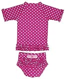 Rufflebutts ラッフルバッツ キュートなドット柄のフリフリ ラッシュガード 水着（ベリーピンク） (18カ月～24カ月（80cm）) [並行輸入品]