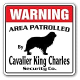 WARNING AREA PATROLLED By Cavalier King Charles Security Co.サインボード：キャバリアキングチャールズ 警備会社 セキュリティー パトロール 