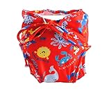[海洋生命]アジャスタブル幼児ネクタイと一緒に泳ぐおむつ、サイズ、ミディアム、赤