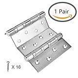 BTMB 4インチx 3インチHeavy Duty 304ステンレススチールつや消しニッケルドアヒンジドアハードウェアボール軸受ヒンジ1ペア