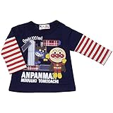 2018年 秋物 アンパンマン 天竺 フェイクレイヤード 長袖Ｔシャツ Anpanman 胴ネイビー◇90cm