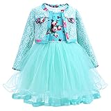 Pettigirl 子供ドレスツーピース ふわふわノースリーブドレス ガールズレースコート ミント 125