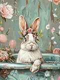 Reofrey ダイヤモンドの絵画 ダイヤモンドアート クロスステッチ キットうさぎ、動物手作りキット全面貼り付けタイプ ビーズア DIY 手芸キットホーム レストラン ラインストーン ホーム 壁掛け 装飾品 30x40cm