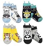 Ez Sox キッズ アニマルソックス、3～5歳 Mサイズ シマウマ-キリン-タイガー-パンダ