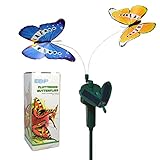 HQRP ガーデンソーラーバタフライ(ダブル) - イエローとブルーモルフォ - 屋外装飾、庭飾り、パワード太陽 + HQRP UVメーター