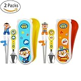 6点セット Pororo ベビー用 箸 右手用トレーニング箸スプーン収納ケース右側の子供たちの子供たちのために/ステンレススチール/教育旅行学校の幼稚園のピクニック(矯正グッズ) Training C