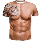 Josenap 筋肉タトゥープリントTシャツ男性半袖3Dデジタル印刷Tシャツ