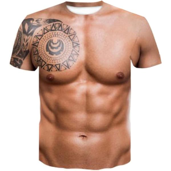 Amazon | Josenap 筋肉タトゥープリントTシャツ男性半袖3Dデジタル印刷