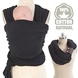 Allis Baby Sling Stretchy Wrap Carrier with Leather Cuff (Black) by Allis