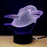 テーブルランプ3D創造性光るイルカLEDナイトライトベッドルームベッドサイドランプホリデーギフト,Purple