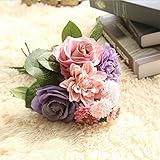 BASONG 高品質造花 バラ　薔薇 手作りブーケ アーティフィシャルフラワー インテリア飾り 本物みたい 1束 ミックスカラーC